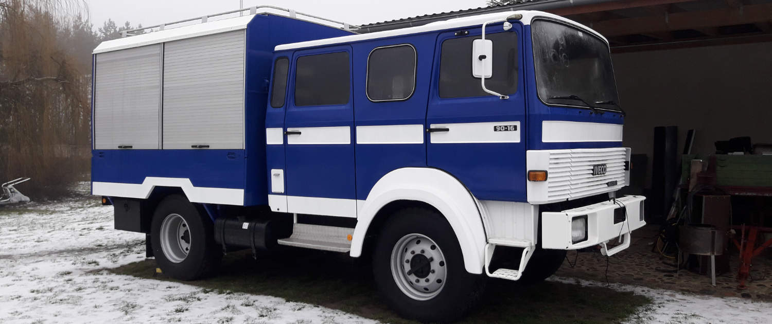 Iveco 90-16 as expedition vehicle with heavy-duty shock absorbers from Marquart